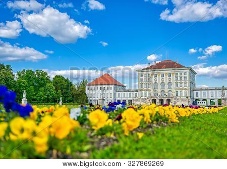 Munich, Germany - May 13, 2019 - The Nymphenburg Palace, Schloss Nymphenburg, Is A Baroque Palace In