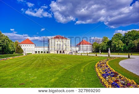 Munich, Germany - May 13, 2019 - The Nymphenburg Palace, Schloss Nymphenburg, Is A Baroque Palace In