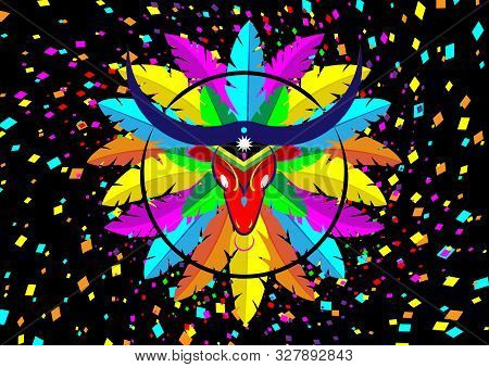 Carnaval De Barranquilla, Colombian Carnival Party. Vector Illustration, Poster And Flyer. Logo Cart