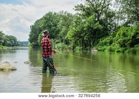 Teach Man To Fish. Fishing Outdoor Sport. Fishing Hobby. Calm And Tranquil. Patience And Waiting. Fl
