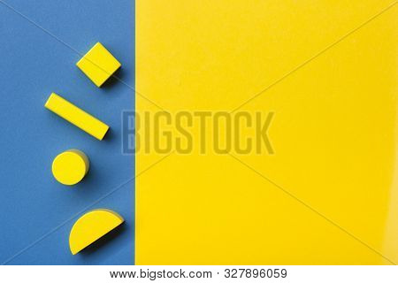 Kids Educational Developing Toys Frame On White Background. Top View. Flat Lay. Copy Space For Text