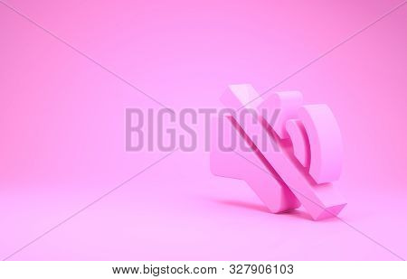 Pink Speaker Mute Icon Isolated On Pink Background. No Sound Icon. Volume Off Symbol. Minimalism Con