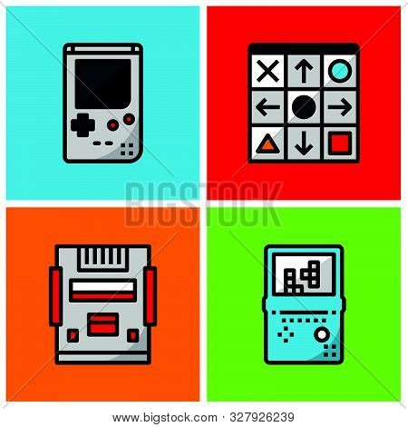 Retro Game Player Filled Outline Icon, Old Gadget