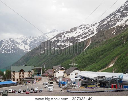 Elbrus Region. Azau Glade. The View From The Height. Russia, Elbrus - June 2019