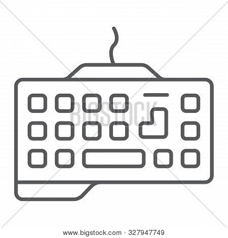 Gaming Keyboard Thin Line Icon, Technology And Device, Keypad Sign, Vector Graphics, A Linear Patter