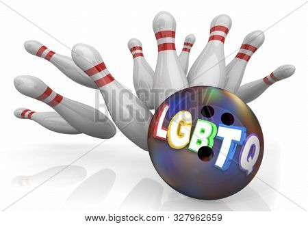 LGBTQ Lesbian Bisexual Gay Transgender Questioning Bowling Strike 3d Illustration