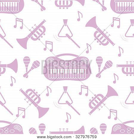 Seamless Pattern Musical Instruments Toys For Kids