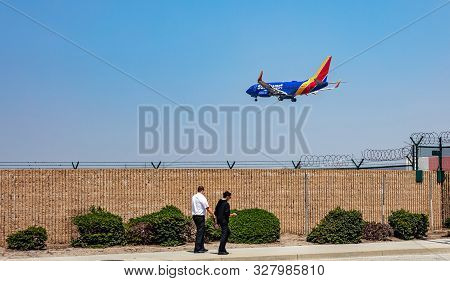 Plane Of Southwest Airlines With Colorful Pattern. Los Angeles, California, Us.