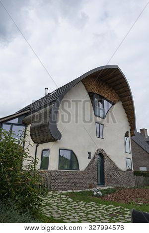 Sint Gillis Waas, Belgium, September 30, 2019, Ecological House, Also Known As Green House Very Ener