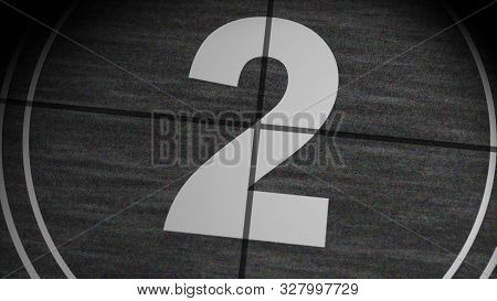 Cinima Leader Vintage Countdown 10 - 1, Old Tv Noise Detailed Lines, Animation 3d Rendering