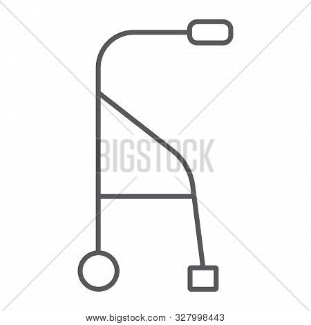 Walkers Thin Line Icon, Medical And Equipment, Walking Sticks For Seniors Sign, Vector Graphics, A L