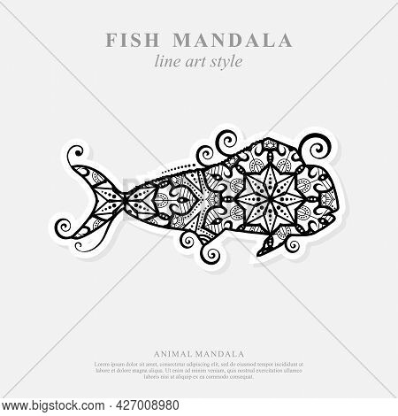 Fish Mandala. Vintage Decorative Elements. Oriental Pattern, Vector Illustration.