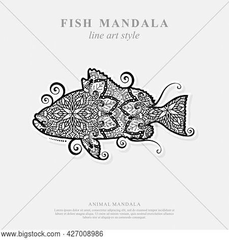 Fish Mandala. Vintage Decorative Elements. Oriental Pattern, Vector Illustration.