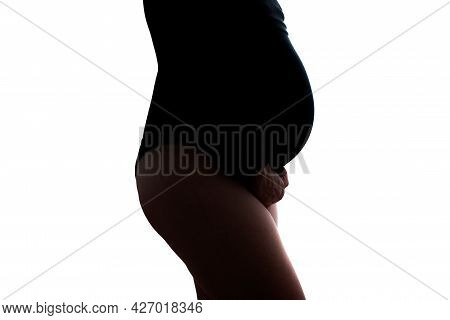 Pregnant Woman Having Urinary Pain. Urinary Incontinence, Enuresis Concept.