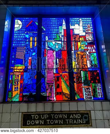 Colorful Stained Glass Window Above A 
