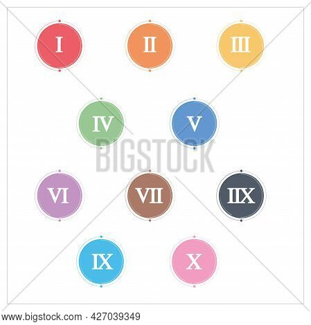 Colorful Info-graphic Roman Numbers Can Be Use To Create Presentation. Bullet Points Roman Numbers O