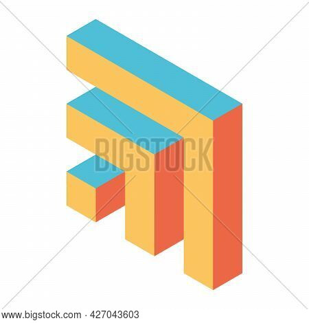 Abstract Object Of Cubes. Retro Colored. Isometric 3d Vector Object.