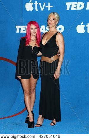 LOS ANGELES - JUL 15:  Juno Temple, Hannah Waddingham at the Ted Lasso Season 2 Premiere Screening at the Pacific Design Center Rooftop on July 15, 2021 in Los Angeles, CA
