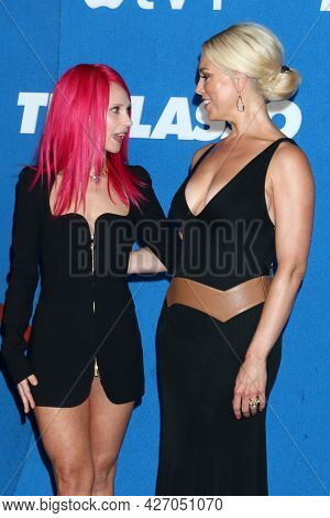 LOS ANGELES - JUL 15:  Juno Temple, Hannah Waddingham at the Ted Lasso Season 2 Premiere Screening at the Pacific Design Center Rooftop on July 15, 2021 in Los Angeles, CA