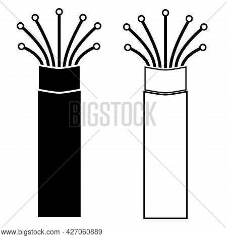 Fiber Optic Cable On White Background. Optic Cable Sign. Optic Fiber Line Symbol. Flat Style.