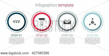Set Skateboard Stairs With Rail, T Tool, Park And Y-tool. Business Infographic Template. Vector