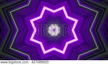 Vivid Neon Illumination With Star Shapes 4k Uhd 3d Illustration