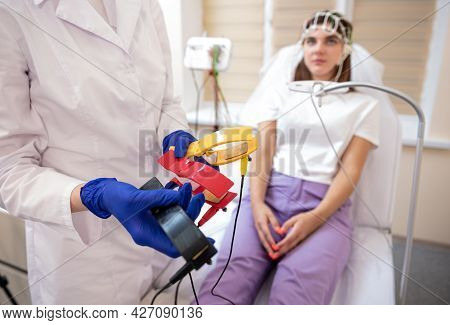 Patient Brain Testing Using Encephalography At Medical Center