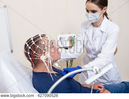 Patient Brain Testing Using Encephalography At Medical Center