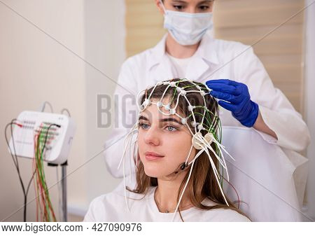 Patient Brain Testing Using Encephalography At Medical Center
