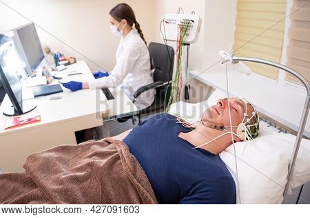 Patient Brain Testing Using Encephalography At Medical Center