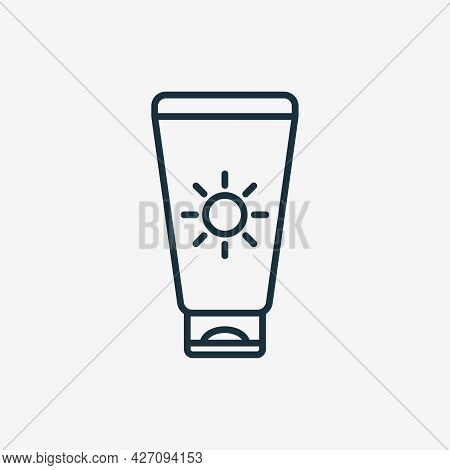 Sunscreen Line Icon. Sunblock Cream Linear Pictogram. Tanning Product For Protect Of Uv. Suntan Loti