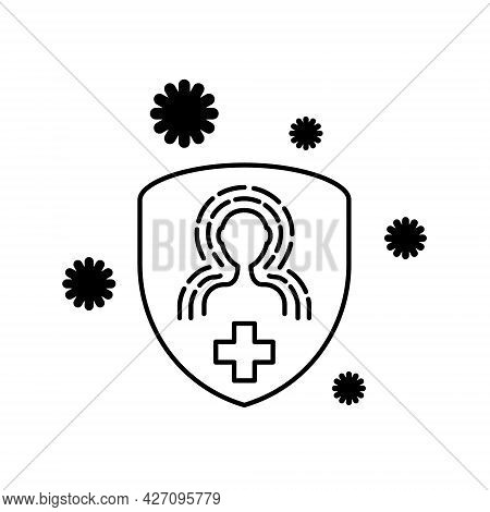 Immunity Flat Line Icons Set. Antibacterial Protection Or Immune System. Healthy Man Reflect Bacteri