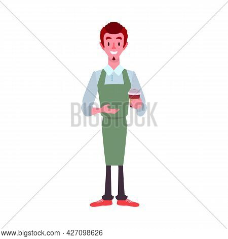 Vector Illustration Of Waiter And Coffee Logo. Graphic Of Waiter And Cup Vector Icon For Stock.