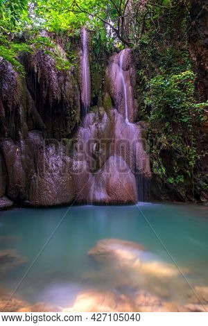 Wang Tong Waterfall Located In Buatong Waterfall And Chet Si Fountain National Park, Chiang Mai, Tha