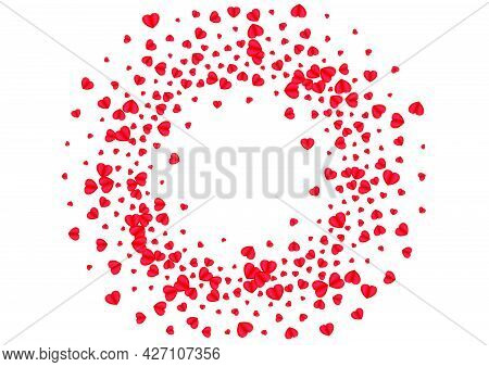 Tender Heart Background White Vector. Romance Texture Confetti. Fond Fall Frame. Violet Heart Birthd