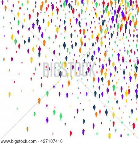 Orange Leaf Vector Beige Background. Bright Confetti Forest Design. Decor Foliage Illustration. Colo