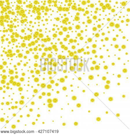 Bright Fruit Background White Vector. Citrus Drink Set. Juicy Organic Citrus. Yellow Juice Pattern.