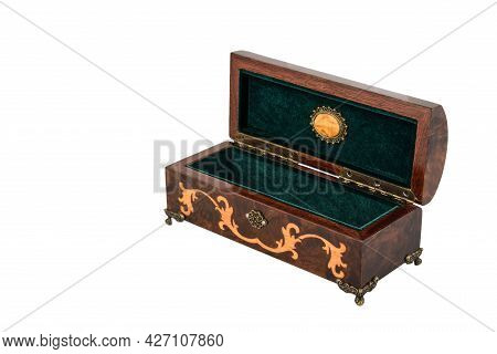 Open Wooden Jewelry Box With Velvet Lining