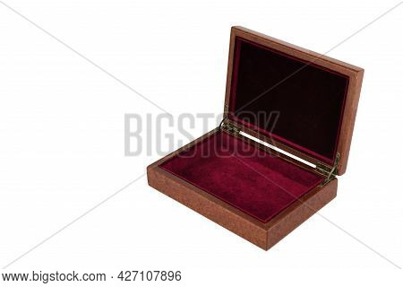 Open Wooden Jewelry Box With Velvet Lining