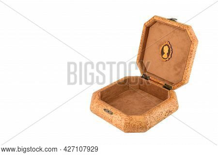 Open Wooden Jewelry Box With Velvet Lining