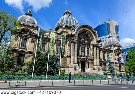 Bucharest, Romania - 6 May 2021: Cec Palace (palatul Cec), The Palace Of The Savings Bank In The His