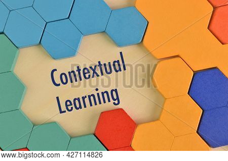 Top View Of Colorful Wooden Blocks And Text Written With Contextual Learning. Education Concept.