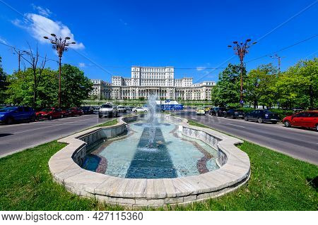 Bucharest, Romania, 6 May 2021: The Palace Of The Parliament Also Known As People's House (casa Popo