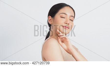 Young Asian Woman Beauty Face Make Up For Skincare Cosmetic