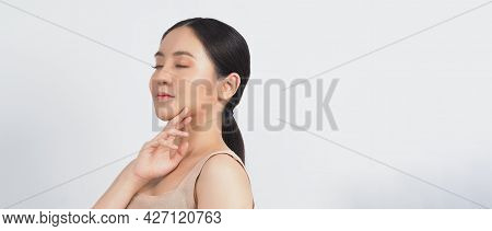 Young Asian Woman Beauty Face Make Up For Skincare Cosmetic