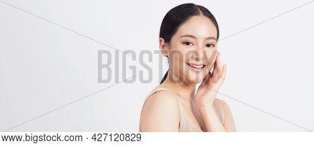 Young Asian Woman Beauty Face Make Up For Skincare Cosmetic