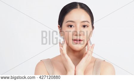 Young Asian Woman Beauty Face Make Up For Skincare Cosmetic