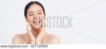 Young Asian Woman Beauty Face Make Up For Skincare Cosmetic
