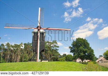 Westerlo, Belgium, July 2021: View On Beddermolen Historical Wind Mill In Tongerlo, Westerlo Belgium