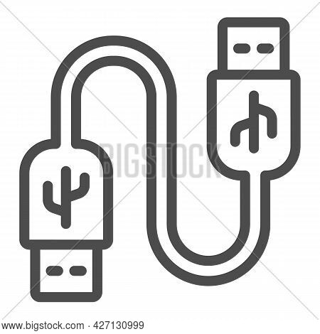 Universal Seria Bus Cord Line Icon, Pcrepair Concept, Usb Cable Vector Sign On White Background, Usb